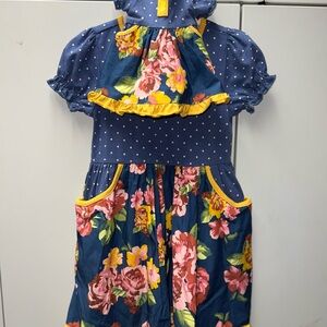 Matilda Jane Blue Pink Puff Sleeve Ruffled Sundress